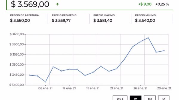 El precio promedio del dólar terminó en $3.561,39, tras ganar $1,93 frente a la TRM
