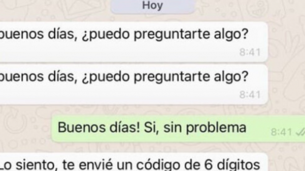Si alguien le pide un código por Whatsapp, ojo: es un engaño para robarle su chat