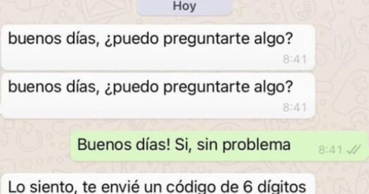 Si alguien le pide un código por Whatsapp, ojo: es un engaño para robarle su chat