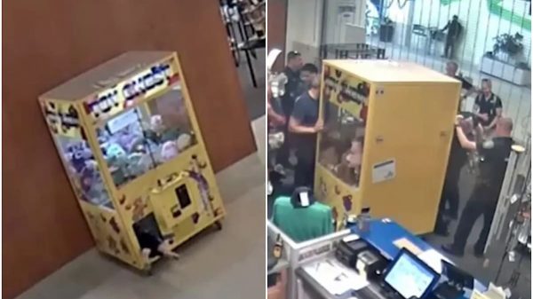 Video: el impactante rescate de un niño que estaba atrapado en una máquina de peluches de Ohio