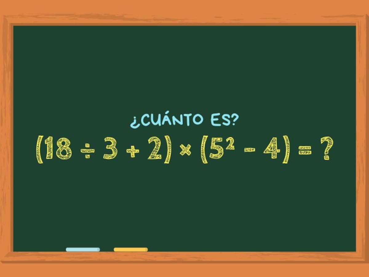¿Cuánto es (18 ÷ 3 + 2) × (5²