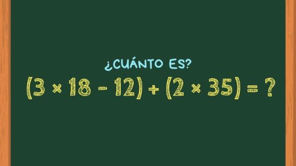 ¿Cuánto es (3×18-12) + (2×35)? El reto matemático que solo las mentes más rápidas y precisas pueden resolver