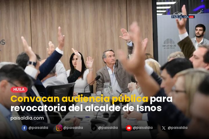 Grupo de ciudadanos reunidos en la plaza principal de Isnos, algunos con pancartas y banderas, expresando sus opiniones.