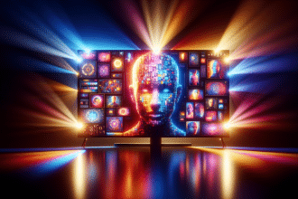 Una pantalla de televisión muestra una escena de 'La Reina del Flow' con personajes en un vibrante escenario musical.