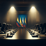 Daniel Noboa hablando en una conferencia de prensa con gestos enfáticos.