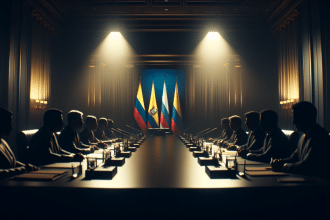 Daniel Noboa hablando en una conferencia de prensa con gestos enfáticos.