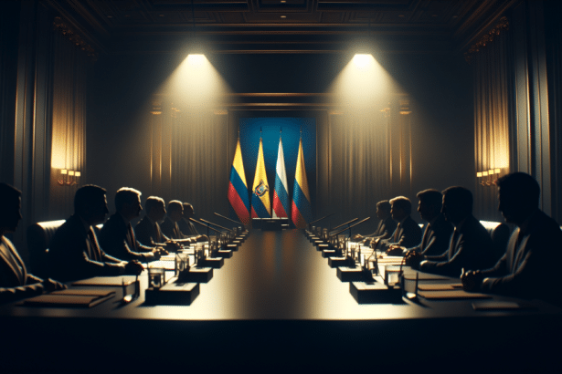 Daniel Noboa hablando en una conferencia de prensa con gestos enfáticos.