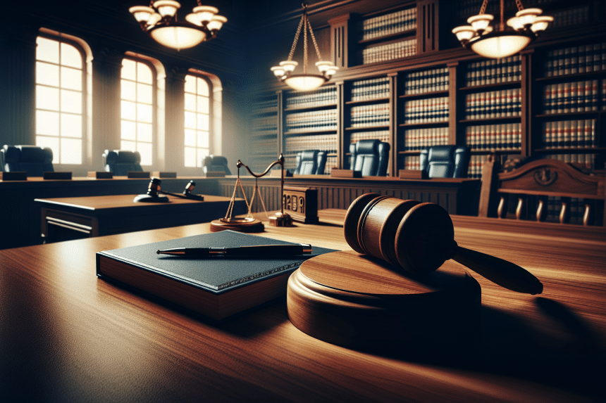 Un grupo de abogados discute en una sala de audiencias del Consejo de Estado en Bogotá.