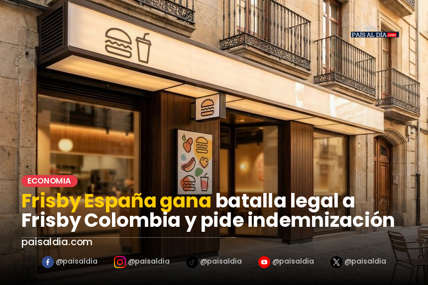 Logo de Frisby en la fachada de un restaurante, en un día soleado.