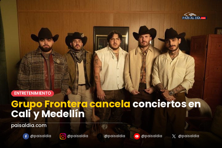 Una multitud reunida en un estadio vacío, con pancartas de apoyo al grupo musical.