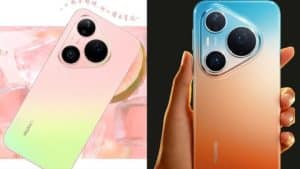 Un primer plano del Huawei Pura 90 Pro y Pro Max en una mesa, exhibiendo su diseño elegante y pantalla vibrante.