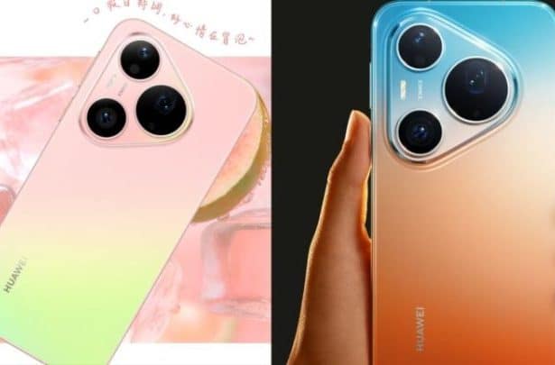 Un primer plano del Huawei Pura 90 Pro y Pro Max en una mesa, exhibiendo su diseño elegante y pantalla vibrante.