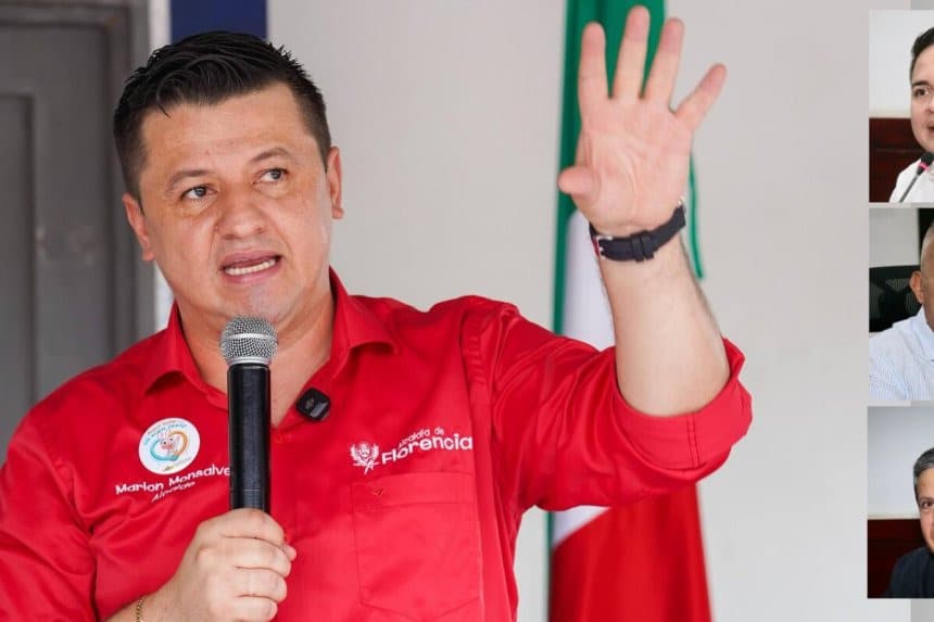 Un grupo de líderes políticos discuten acaloradamente en una sala de conferencias.