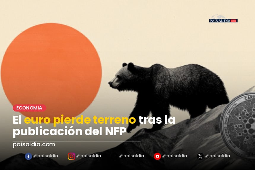 Un gráfico de divisas en una pantalla mostrando la caída del euro frente al dólar.