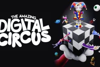 Un grupo de jóvenes emocionados en un cine, mirando el tráiler de 'El último acto' de The Amazing Digital Circus.